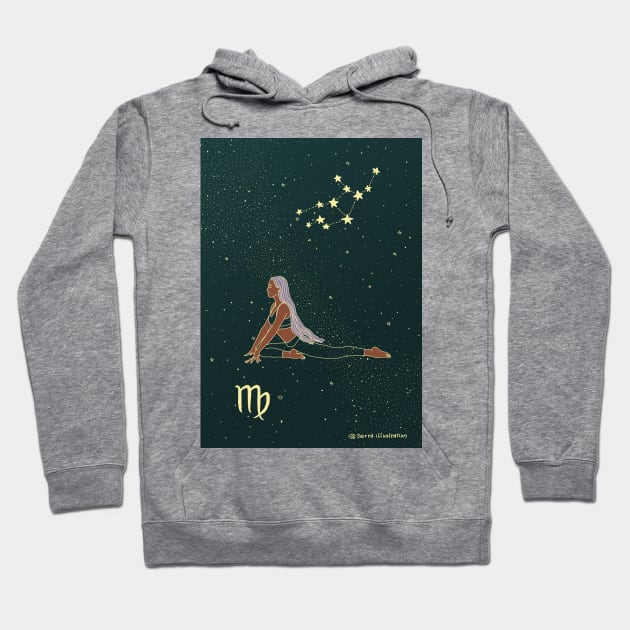 Virgo Zodiac Yoga Girl Hoodie by Sierraillustration